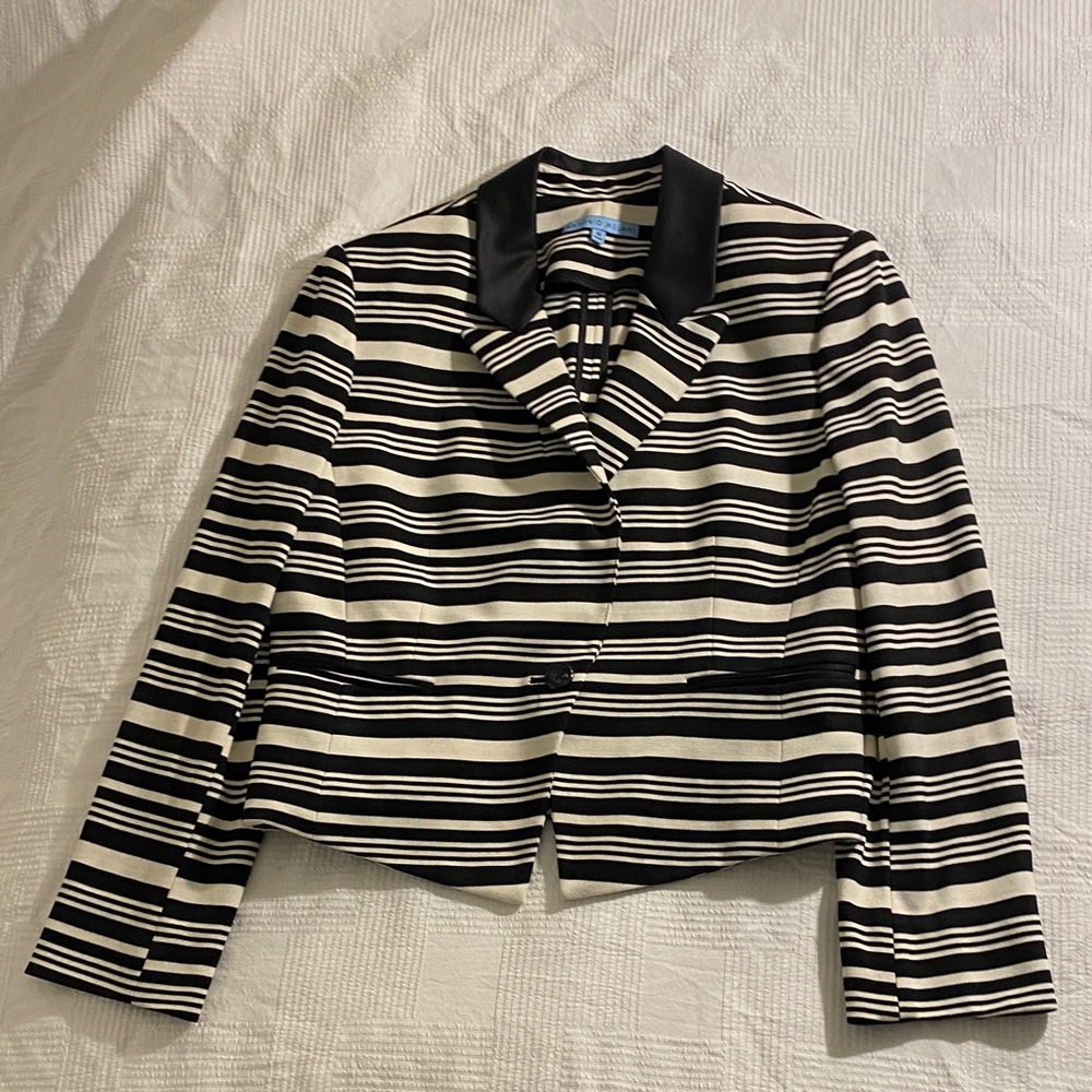 ANTONIO MELANI Black and White Striped Blazer